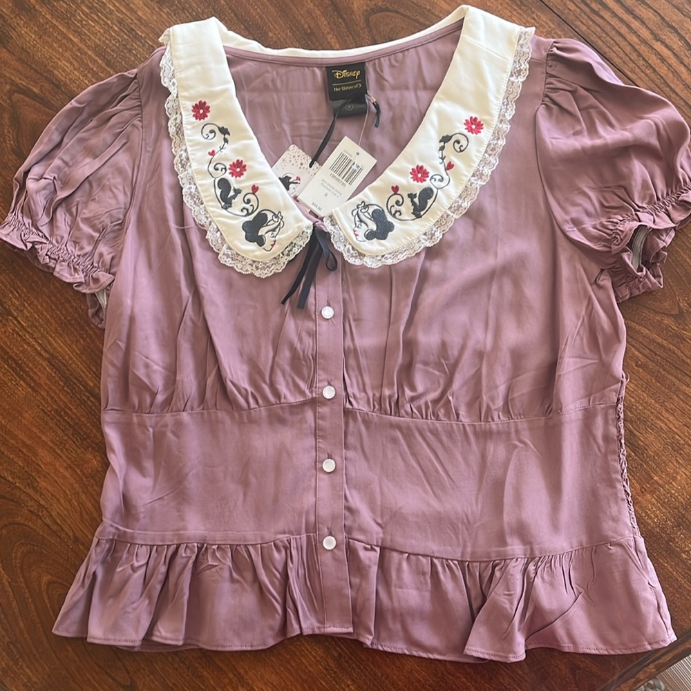 Peter Pan Collar lace Ruffle Snow White mauve blouse